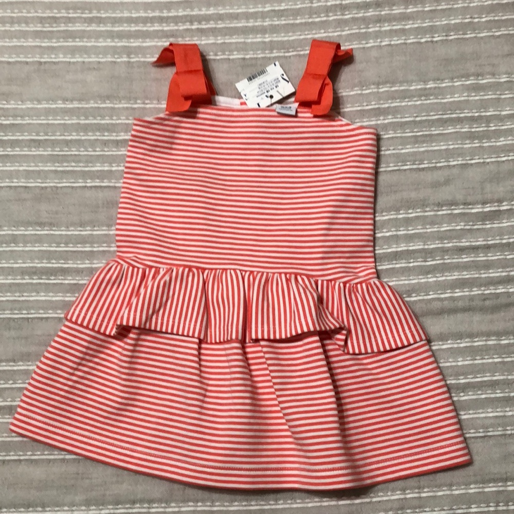 Janie and Jack Striped Coral Dress NWT
